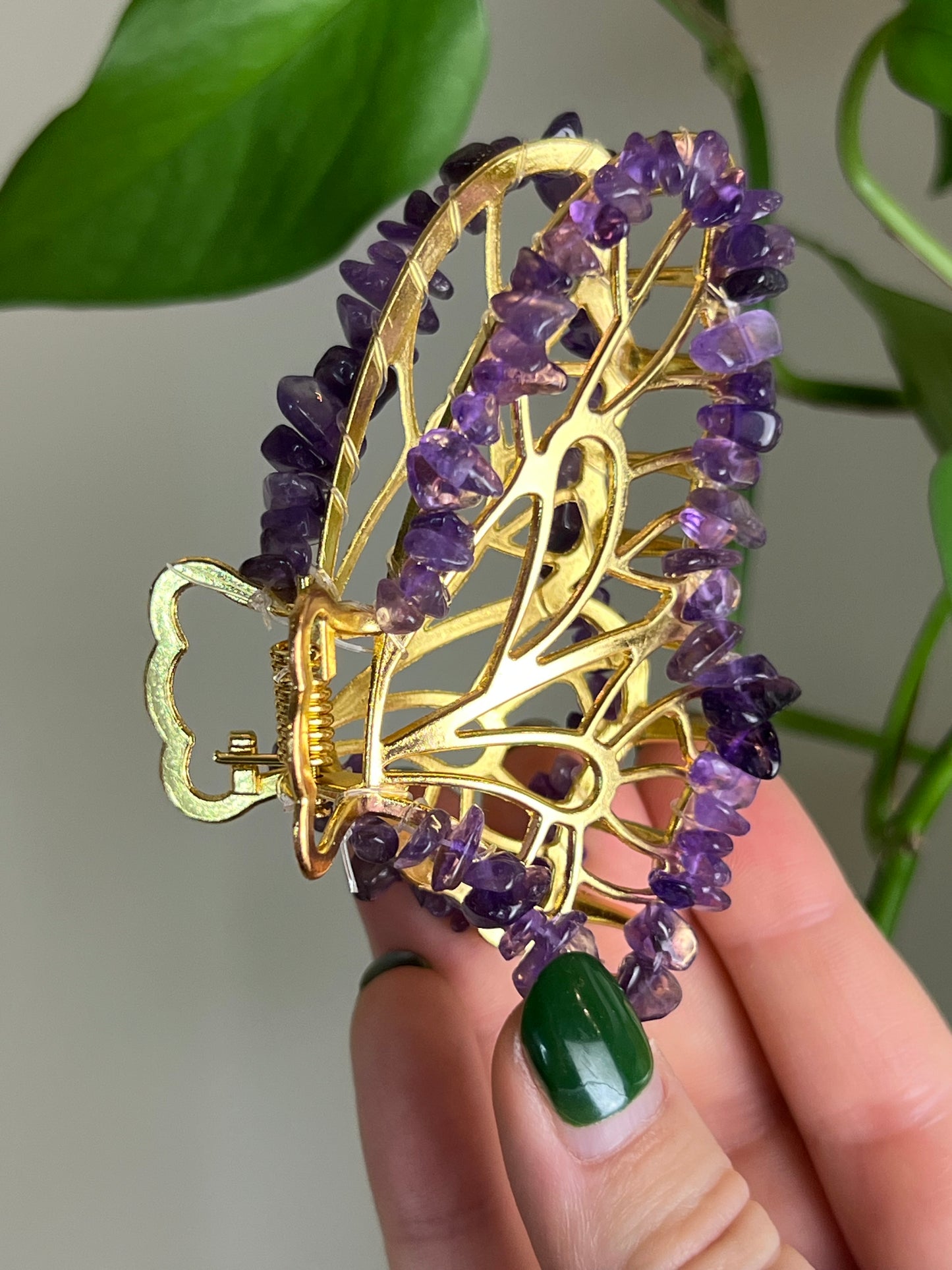 Amethyst Fairy Claw Clip - Gold