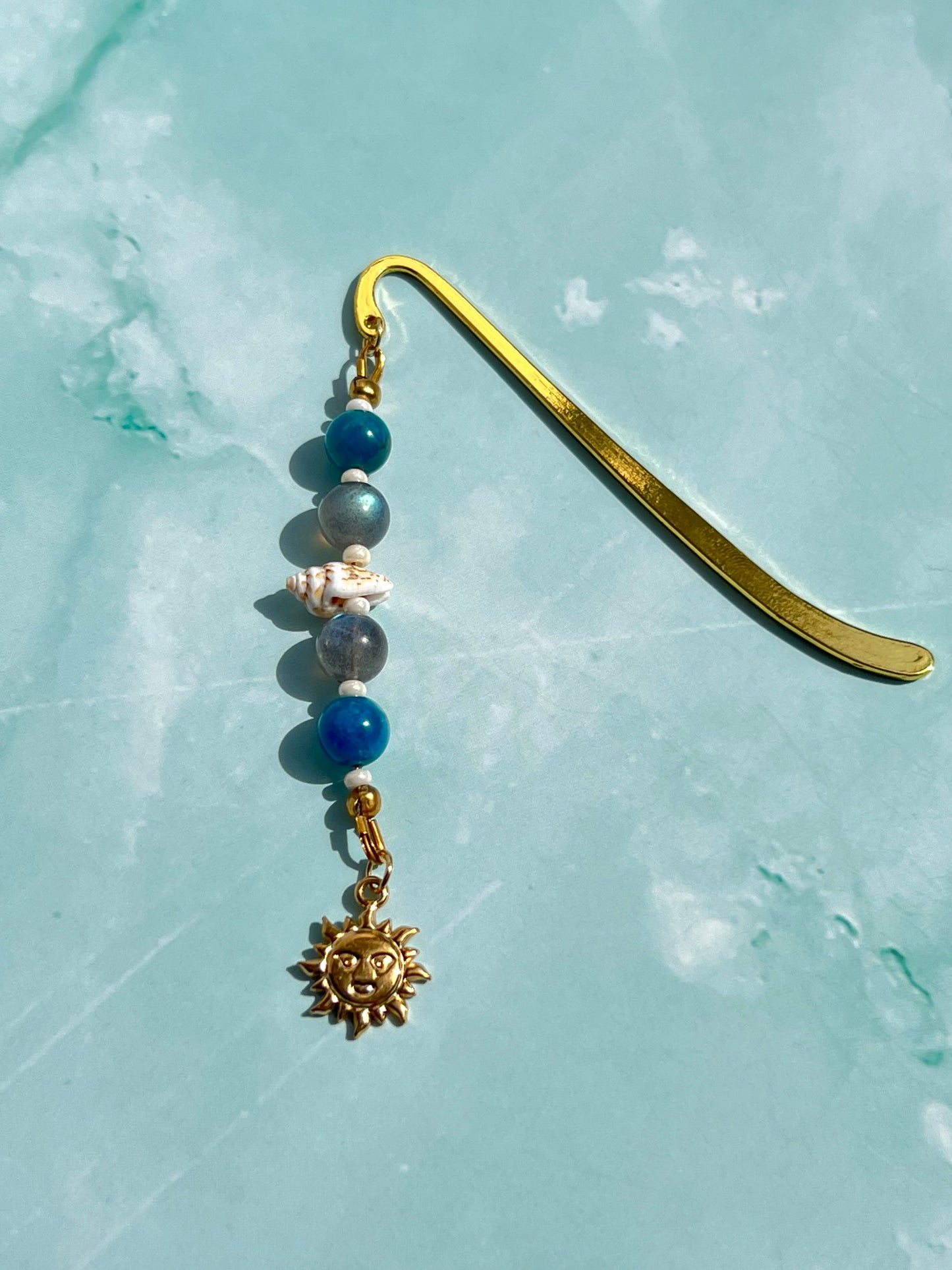 Summer Solstice Gold Shell Crystal Bookmark🐚🌊📖