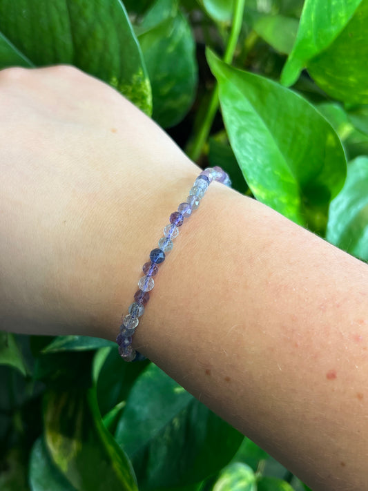 Rainbow Fluorite Faceted 4mm Bracelet