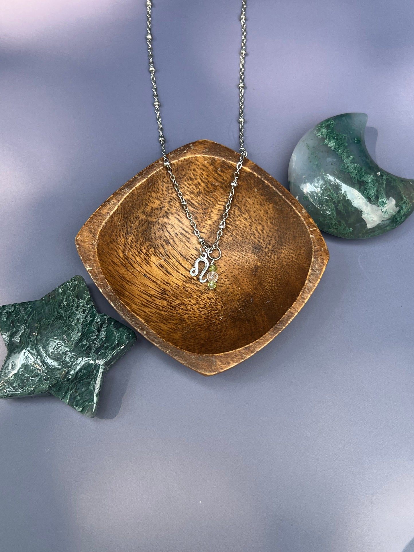 Leo - Zodiac Sign Gemstone Silver Necklace
