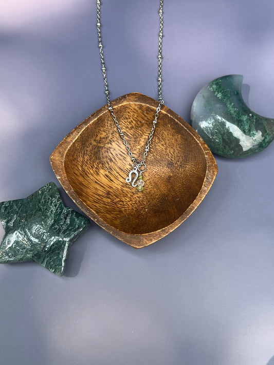 Leo - Zodiac Sign Gemstone Silver Necklace