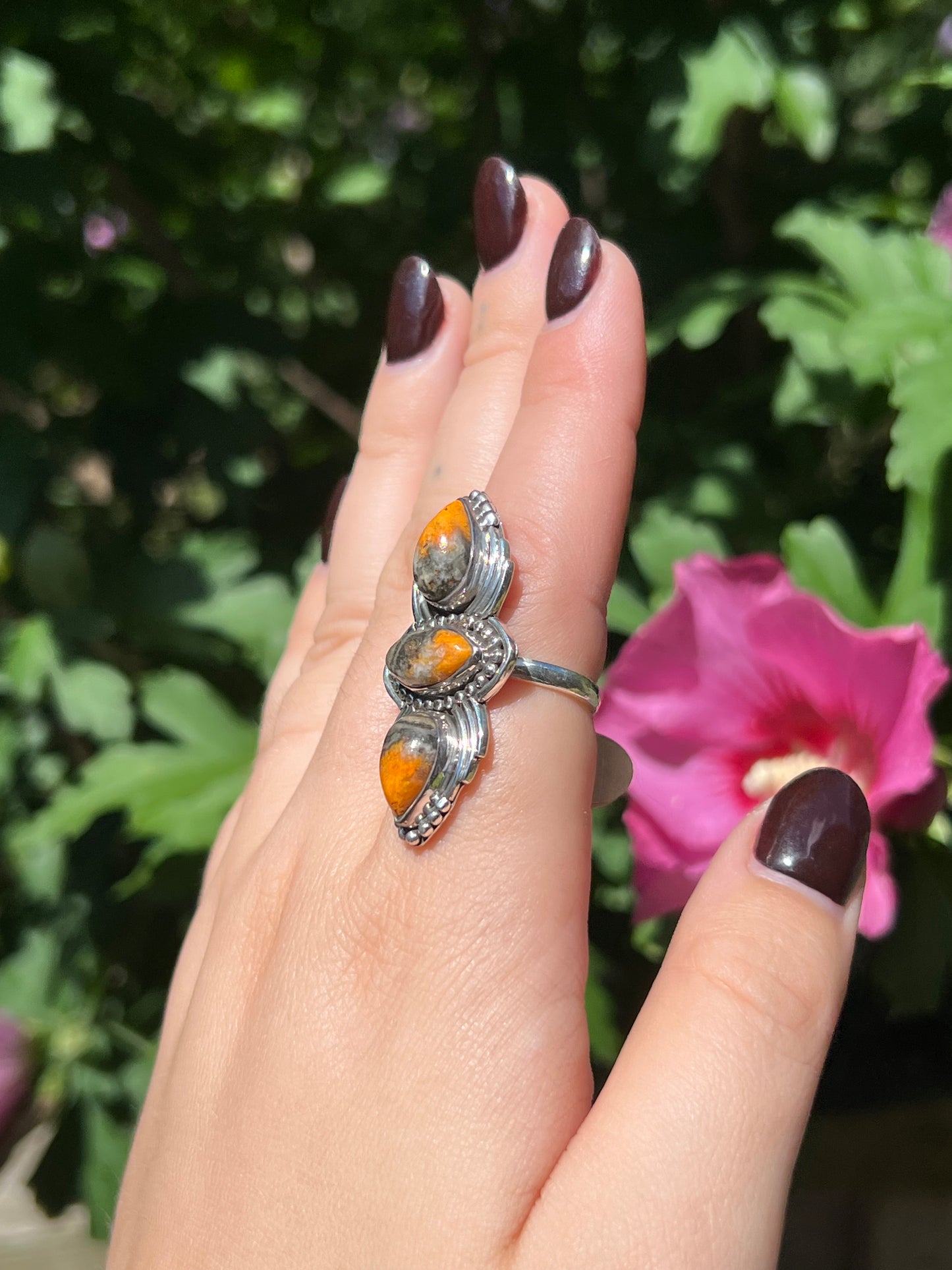 Bumble Bee Jasper Sterling Silver Ring | Size 7