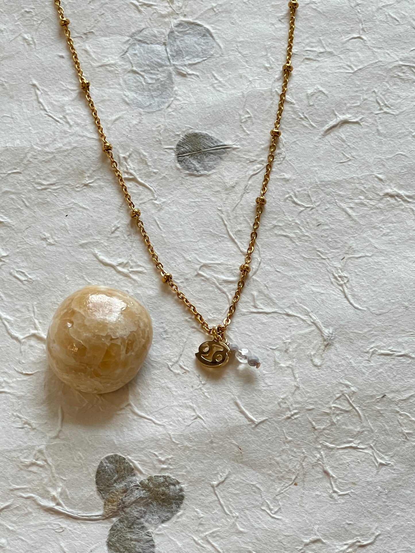 Cancer - Zodiac Sign Gemstone Gold Necklace