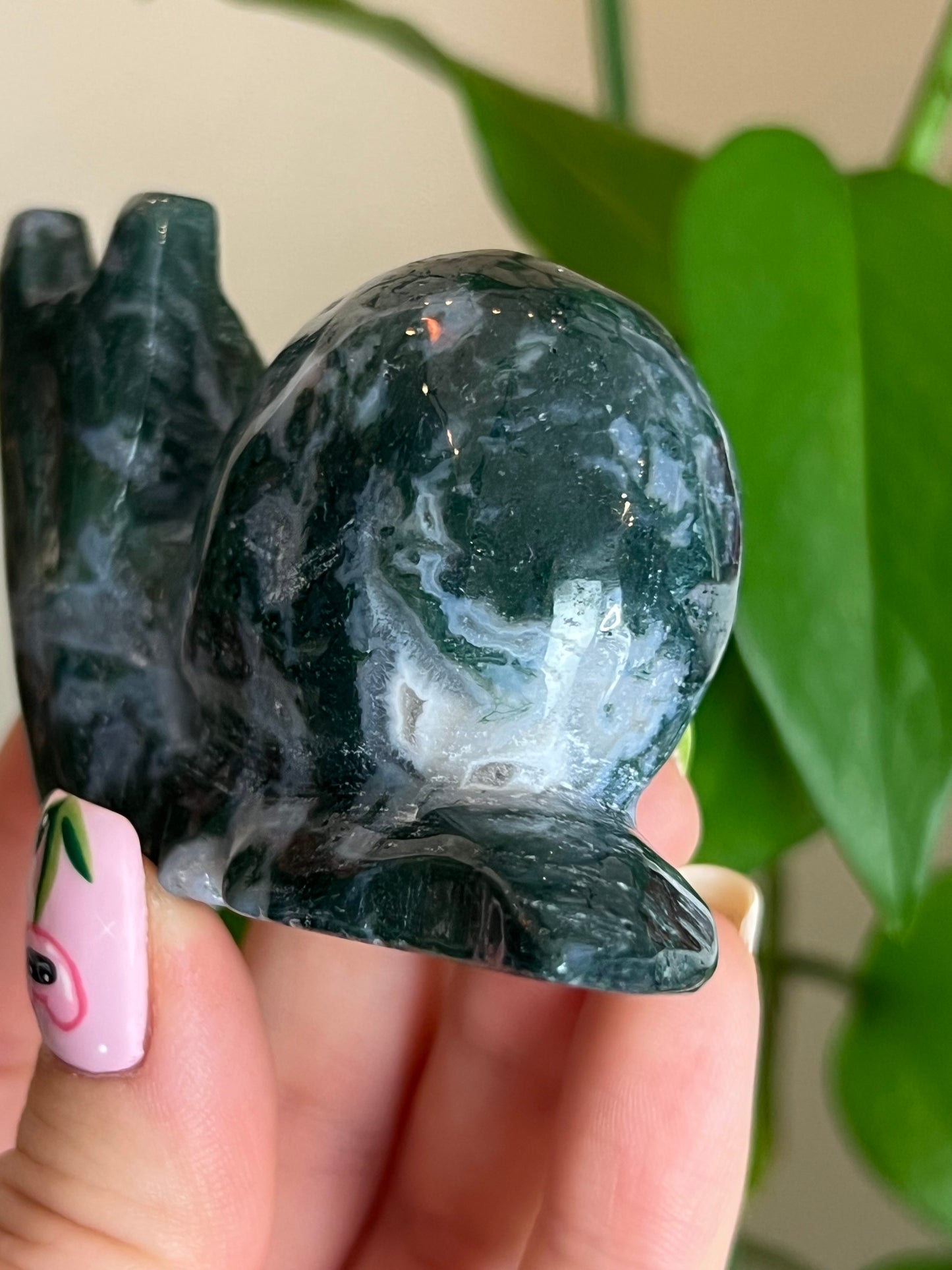 Moss Agate Large Snail