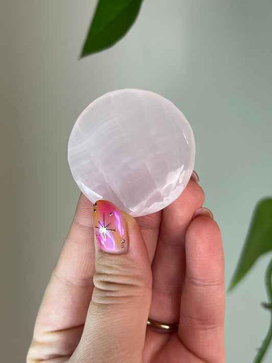 UV Reactive Mangano Calcite Small Flat Stone