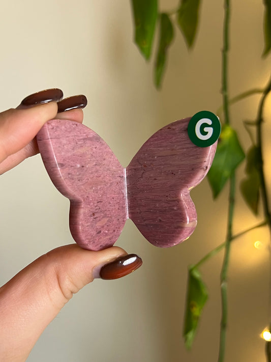 Pink Petrified Wood 3D Butterfly - G
