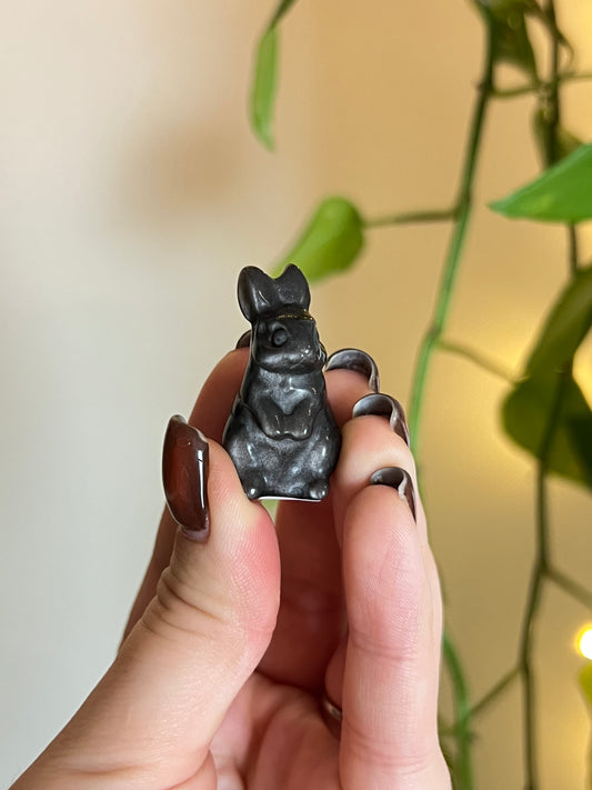 Silver Sheen Obsidian Rabbit