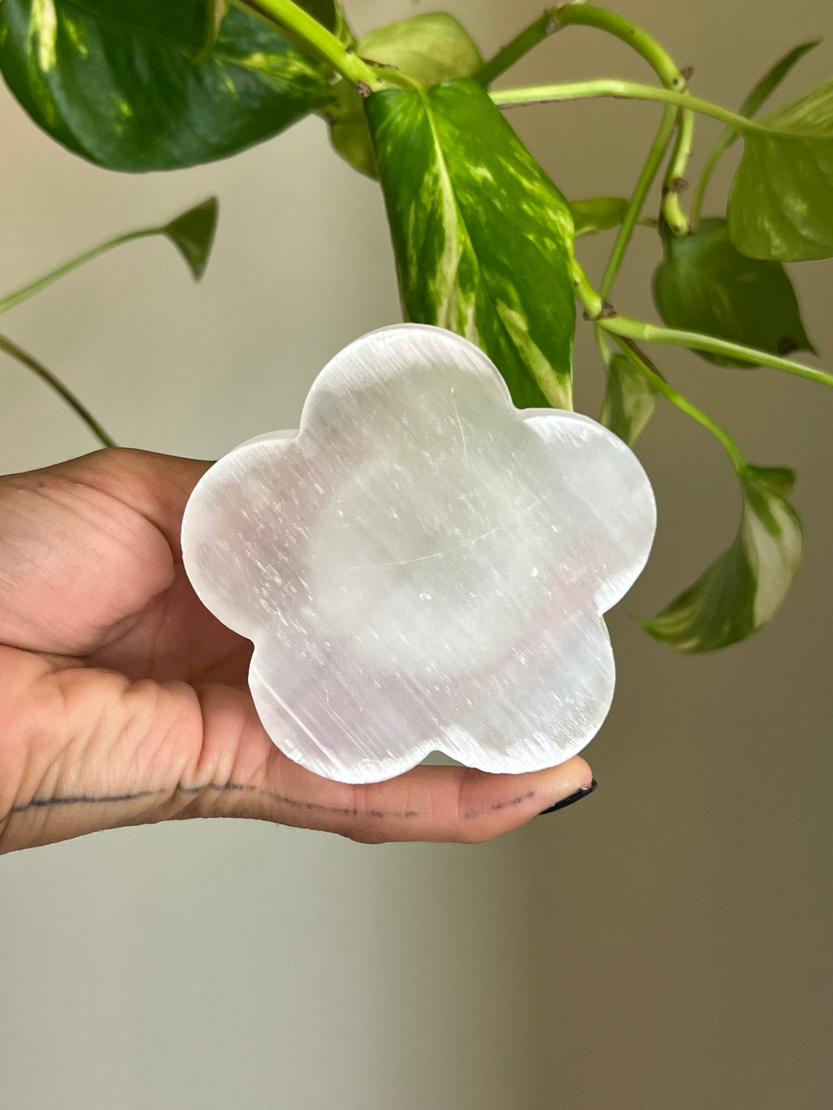 Selenite Satin Spar Floral Bracelet Holder