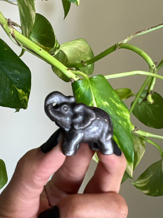 Silver Sheen Obsidian Elephant