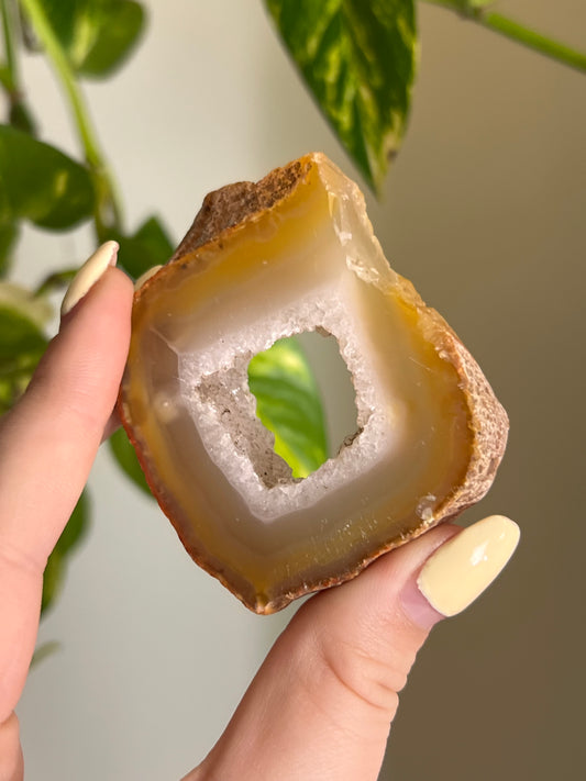 Peachy Druzy Agate Slice - S