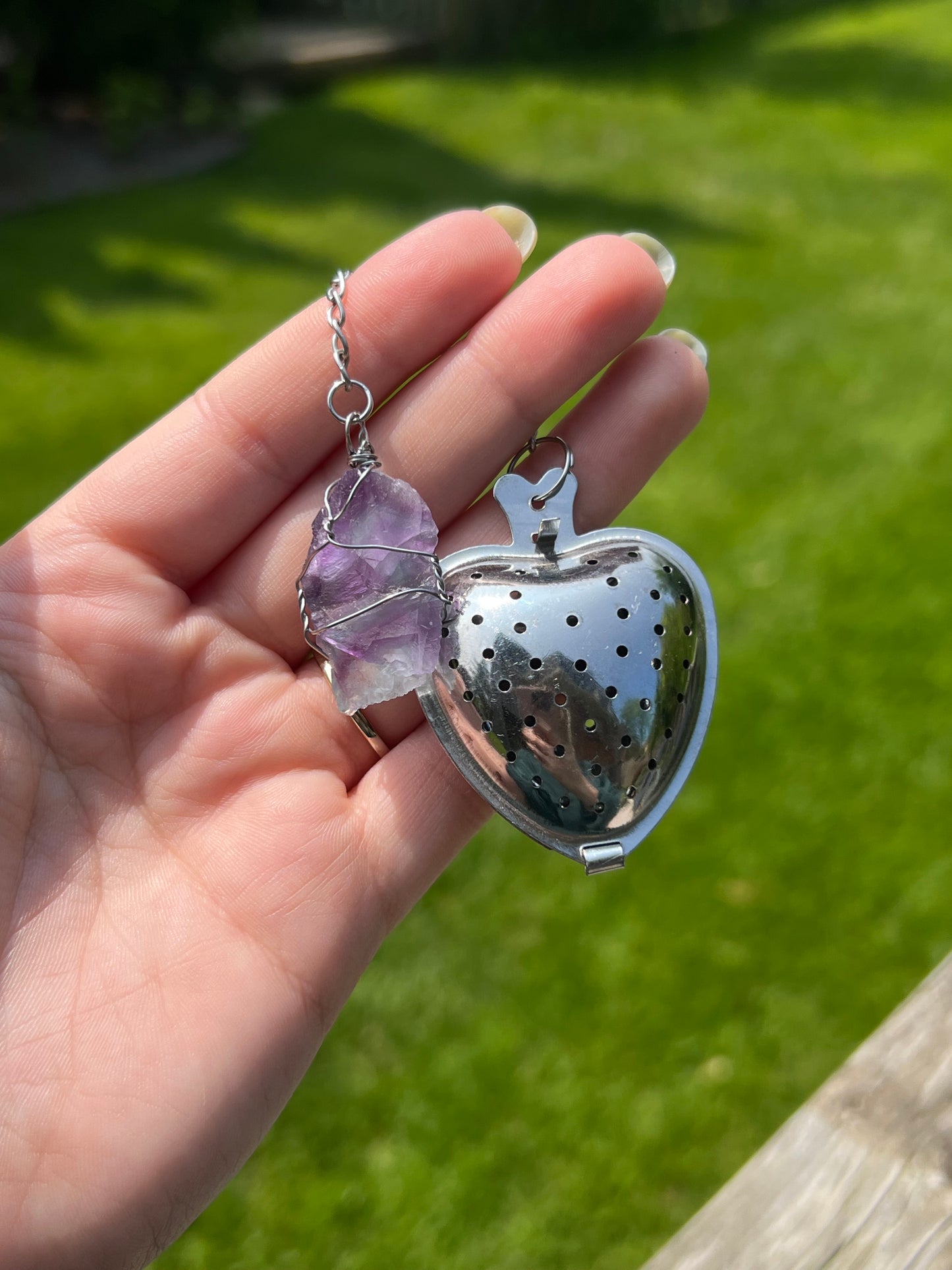Rainbow Fluorite Heart Tea Infuser