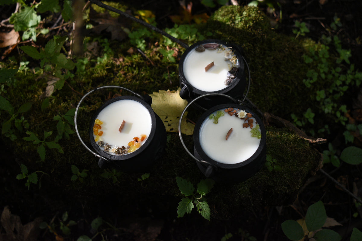Autumnal Equinox Cauldron Candle | Green Tea + Warm Cedar 🍂