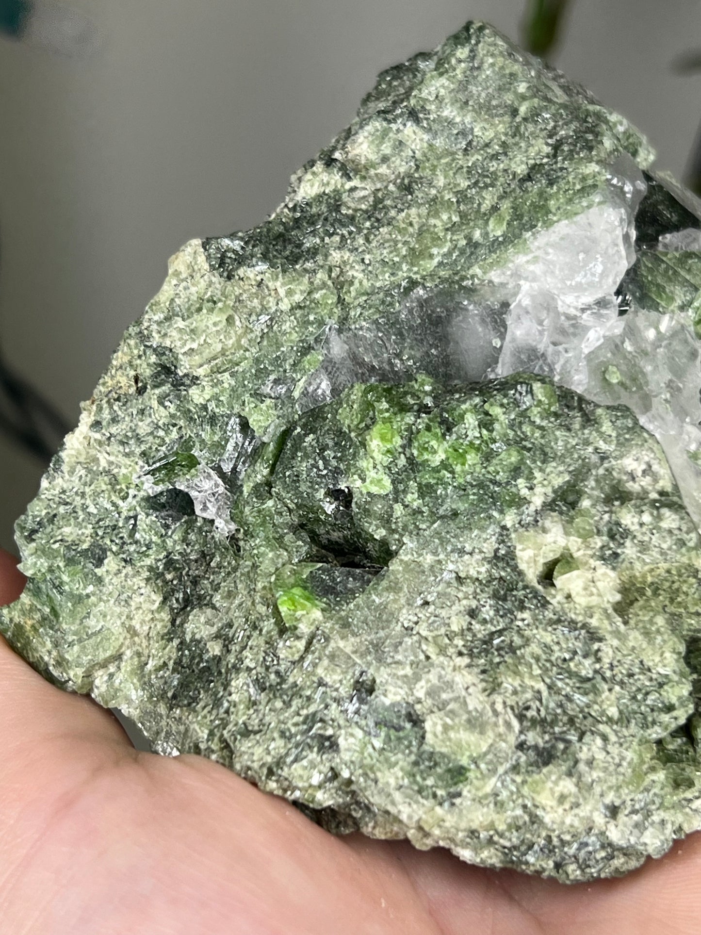 Epidote with Smoky and Clear Quartz Raw