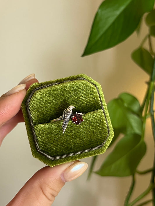 Garnet Raven 925 Sterling Silver Adjustable Ring
