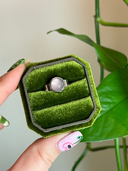 Rose Quartz Stainless Steel Adjustable Ring