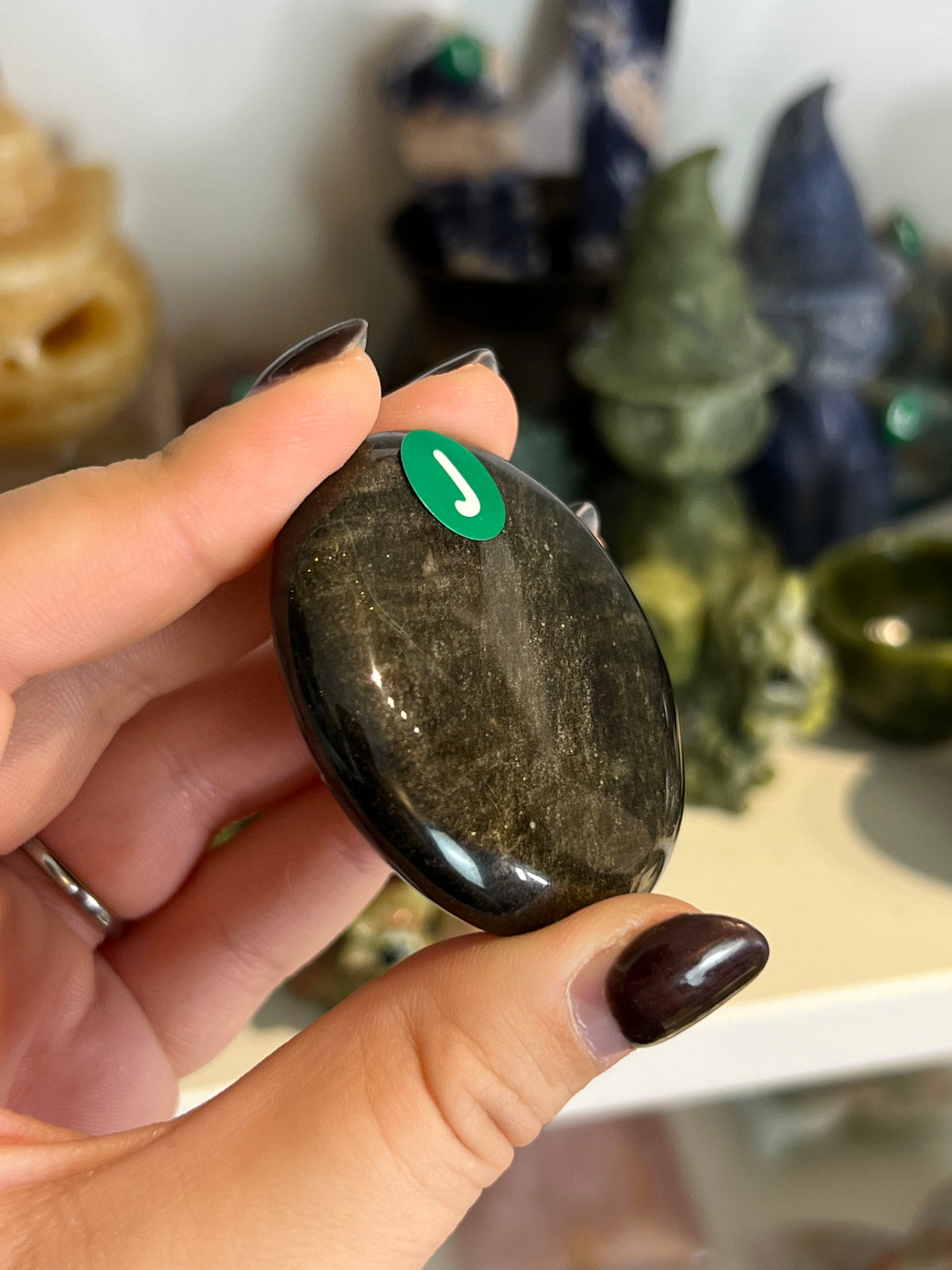 Gold Sheen Obsidian Flat Stone - J