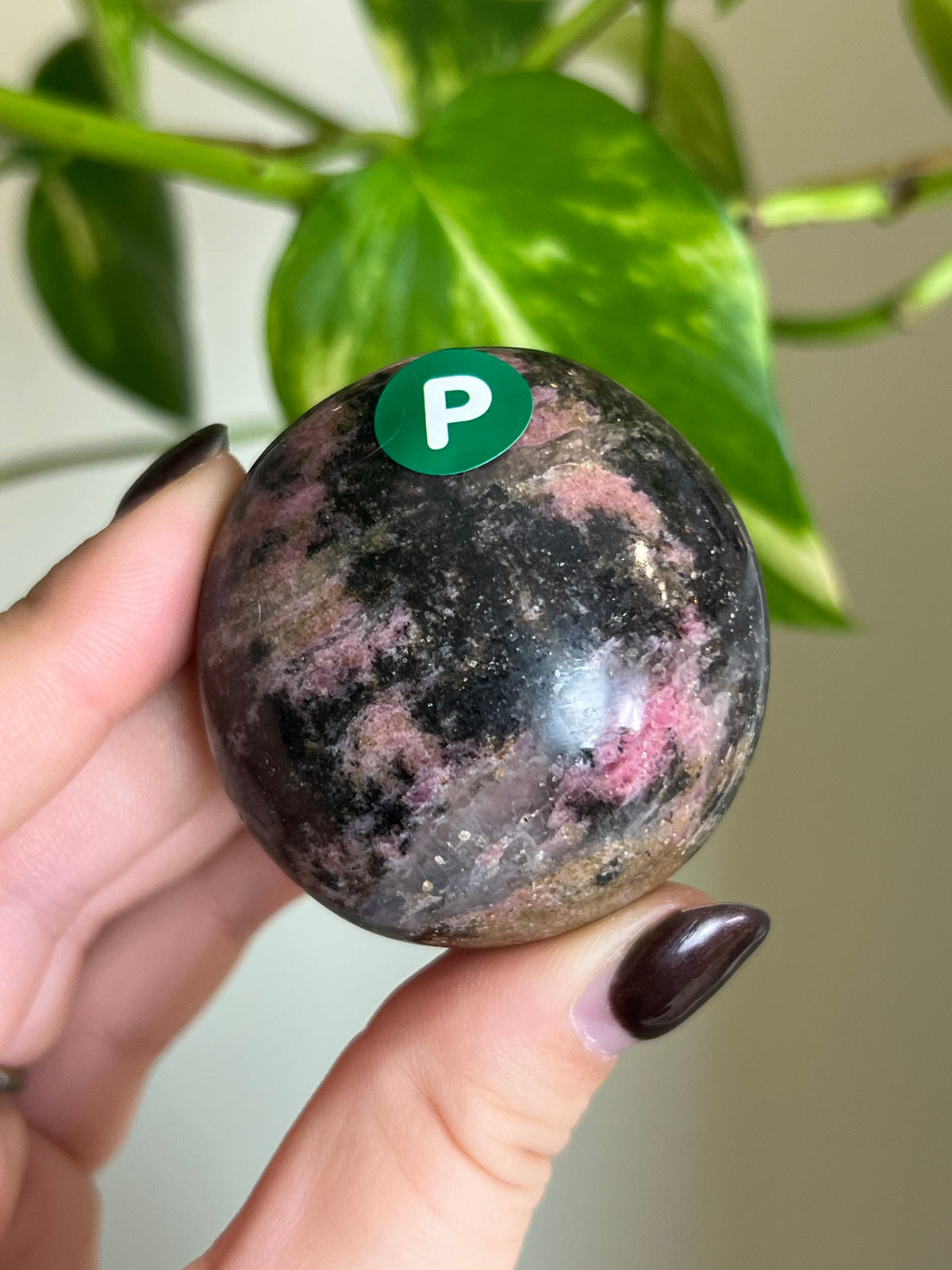 Madagascar Rhodonite Palm Stone - P
