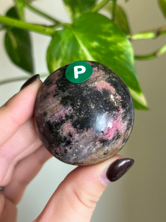 Madagascar Rhodonite Palm Stone - P