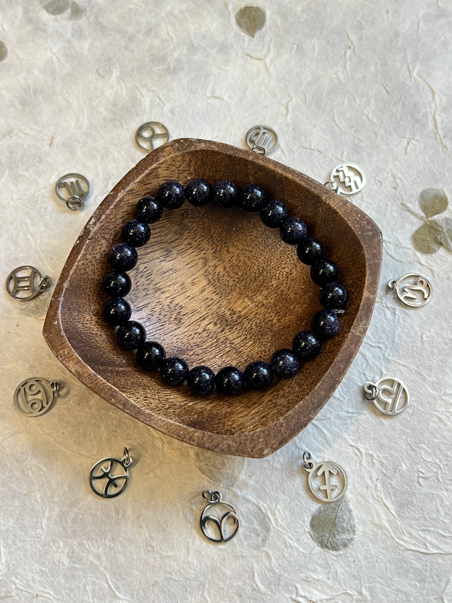 Navy Sandstone Zodiac Sun/Moon/Rising - Customizable Charm Bracelet