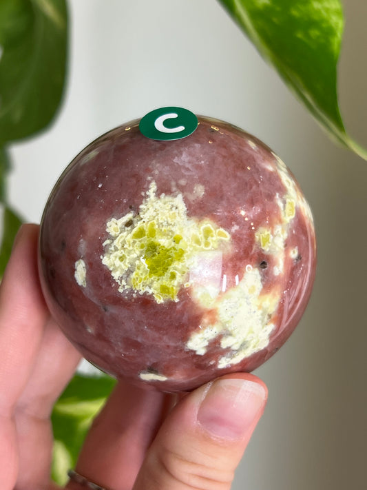 Plum Blossom Tourmaline x Serpentine Large Sphere - C