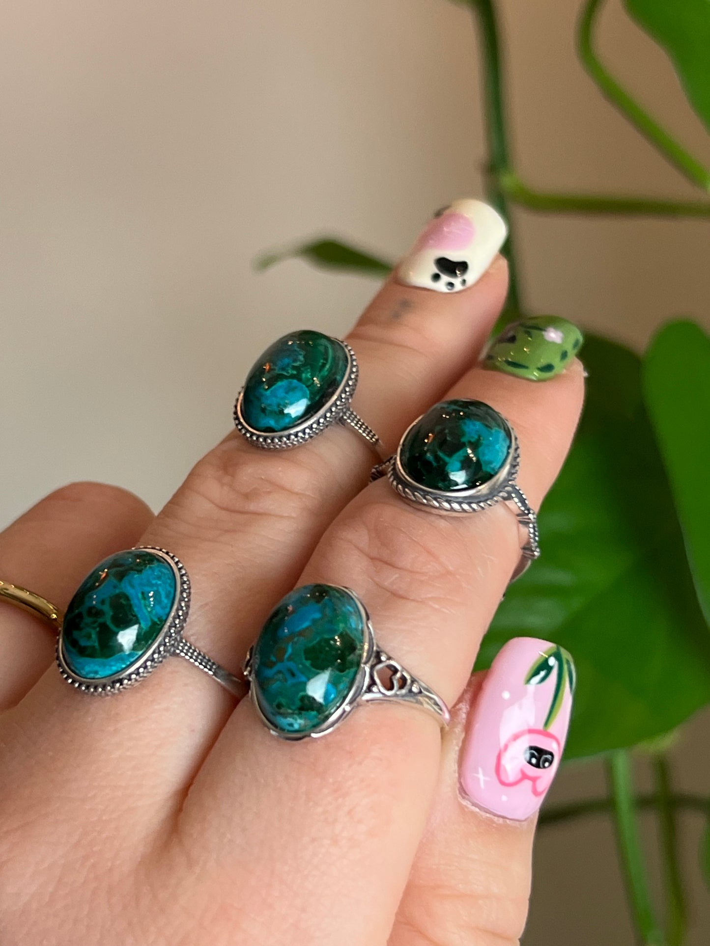 Chrysocolla Sterling Silver Adjustable Ring