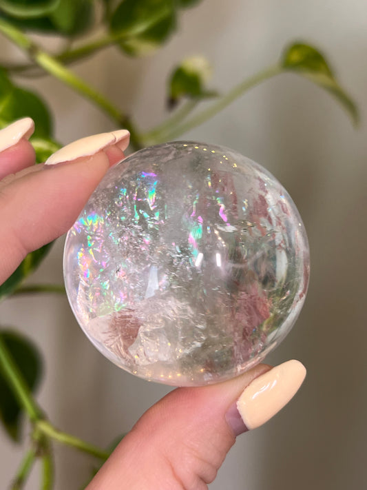 AAA Quality Rainbow Flash Clear Quartz Sphere