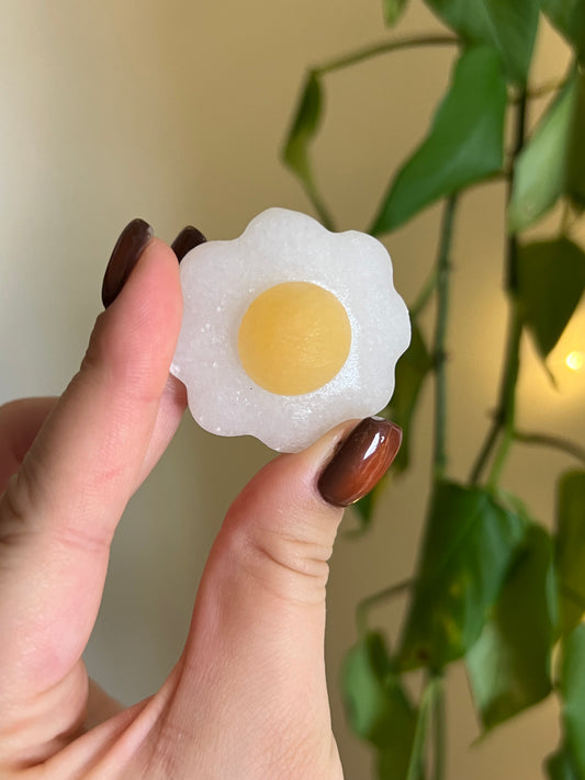 Orange Calcite & White Jade Egg