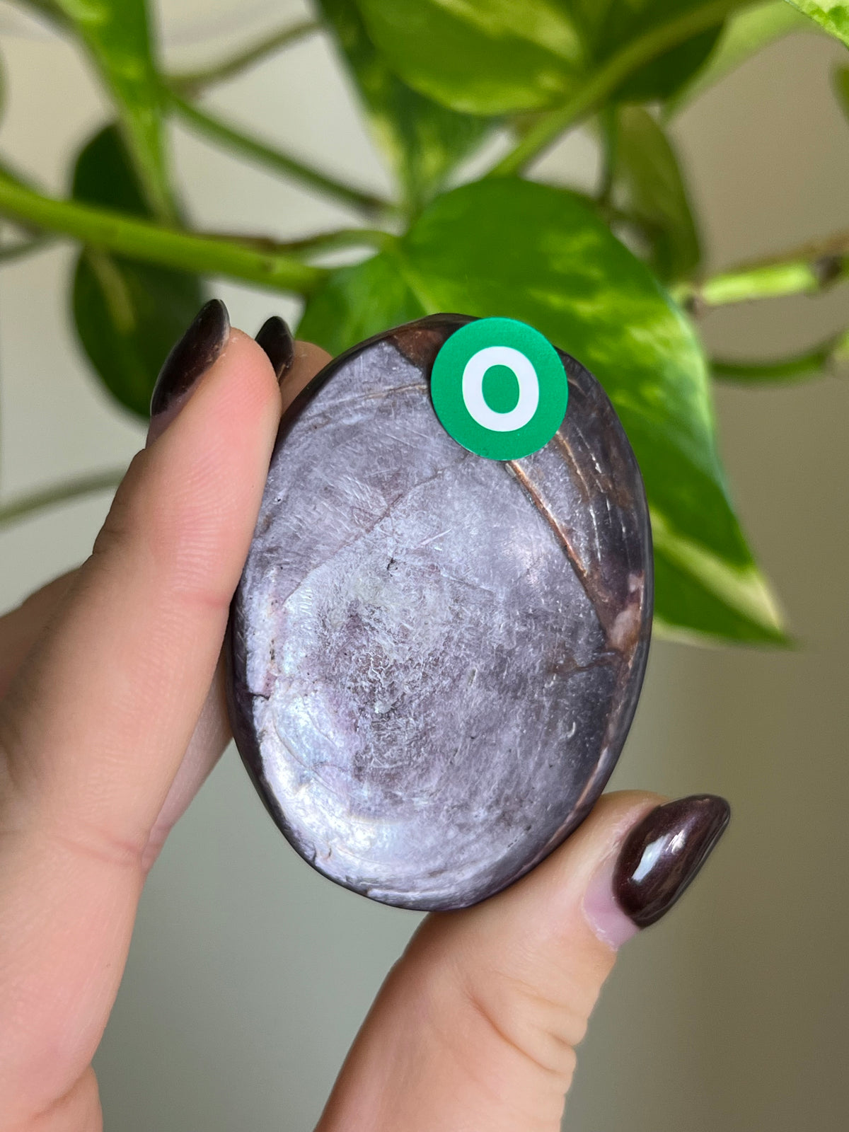 Flashy High Quality Lepidolite Large Palm Stone - O