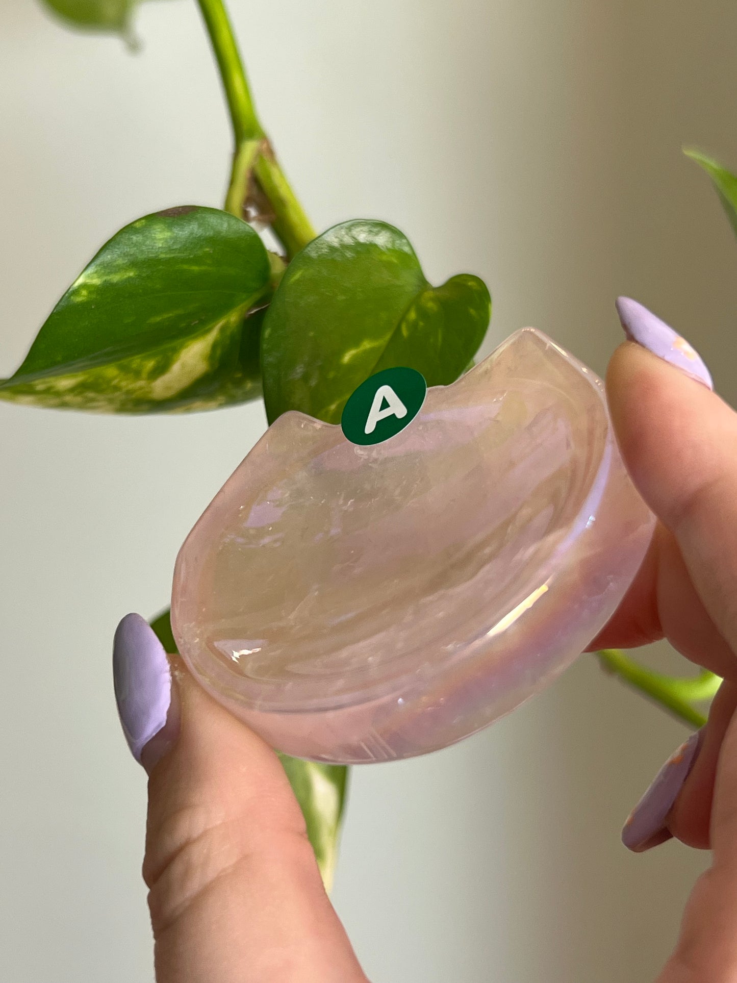 Rose Aura Quartz Cat Head Dish - A