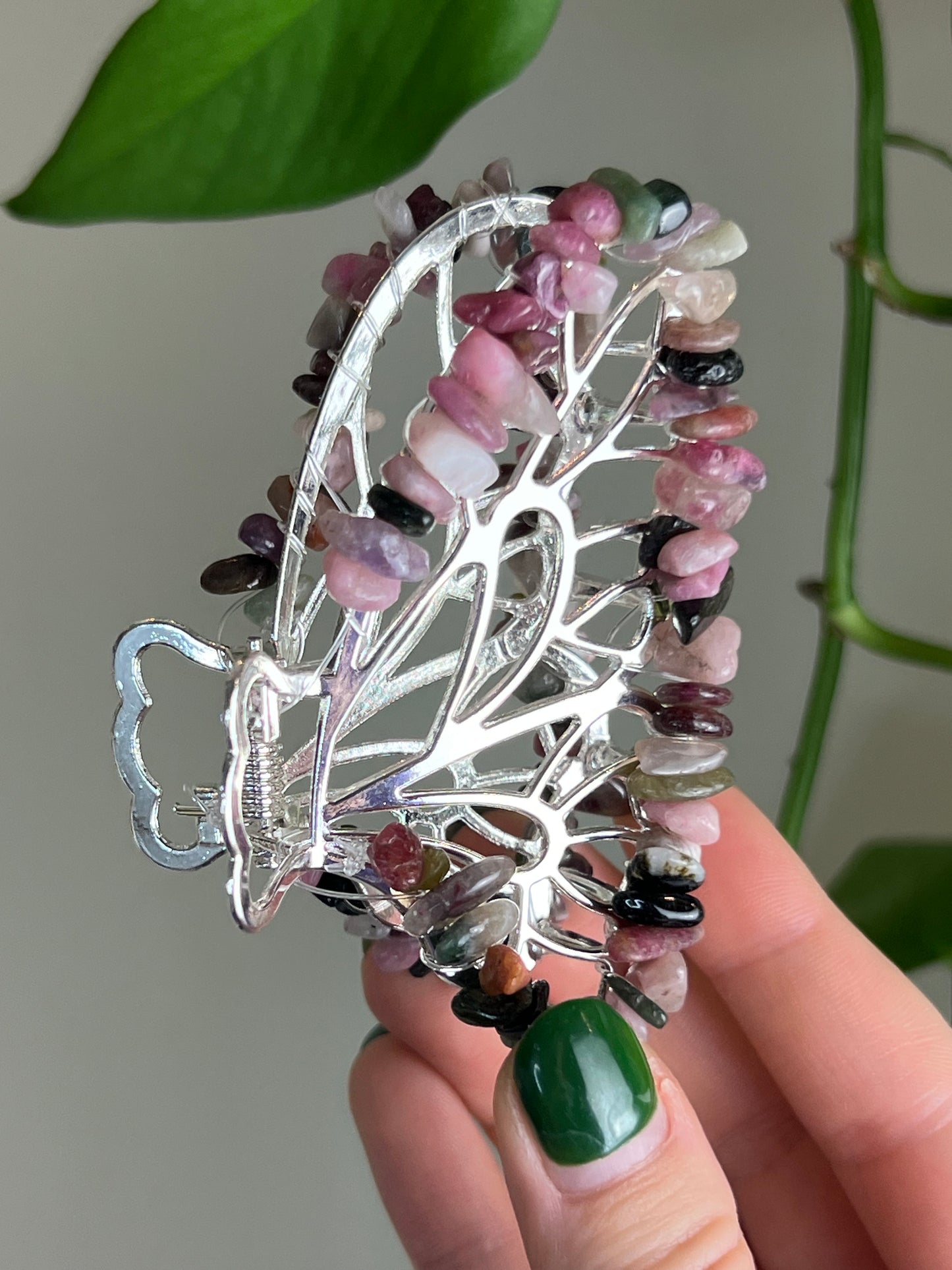 Multi Tourmaline Fairy Claw Clip - Silver