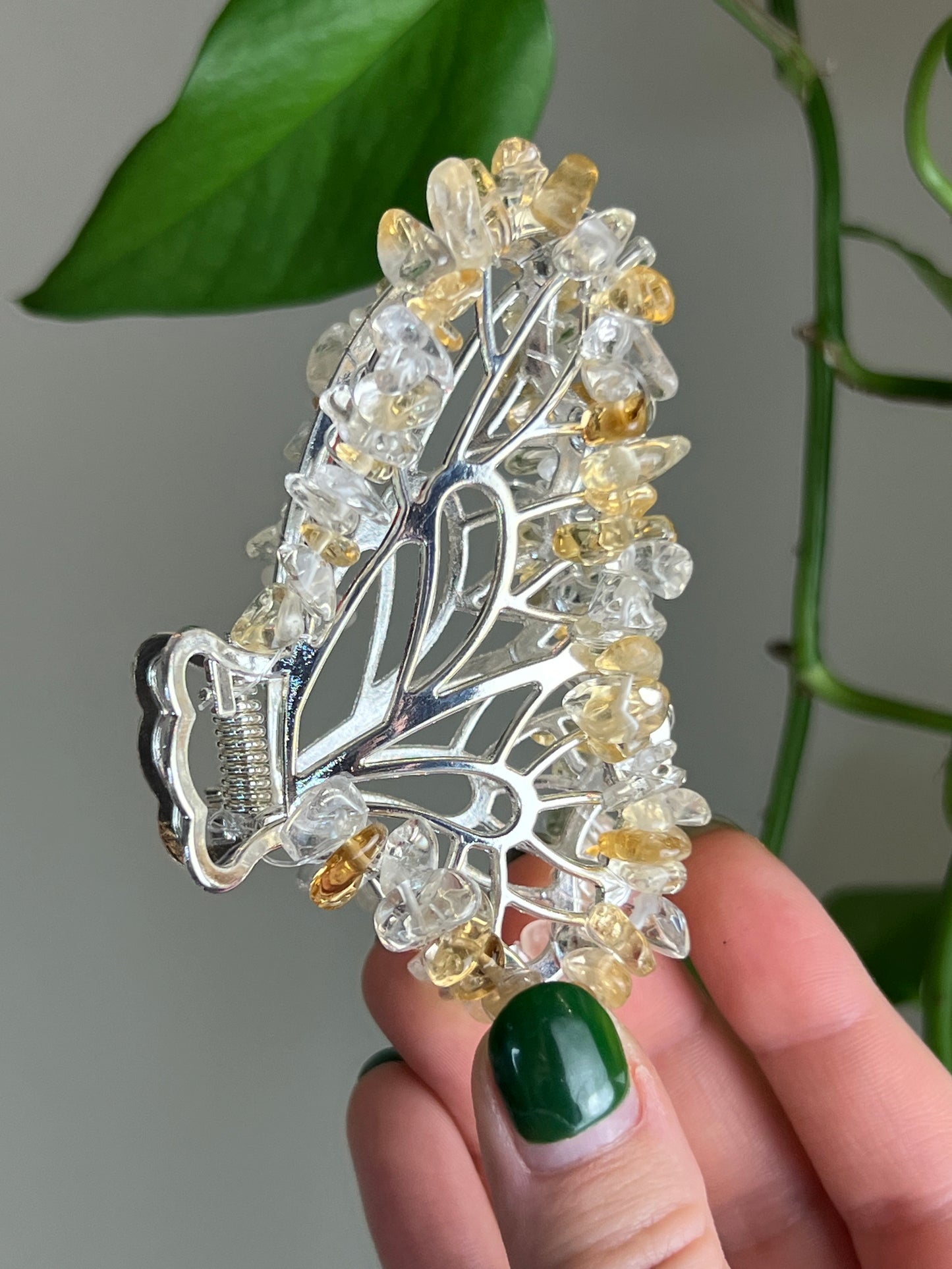 Citrine Fairy Claw Clip - Silver