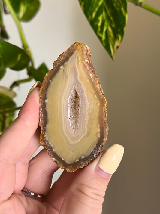 Peachy Druzy Agate Slice - F