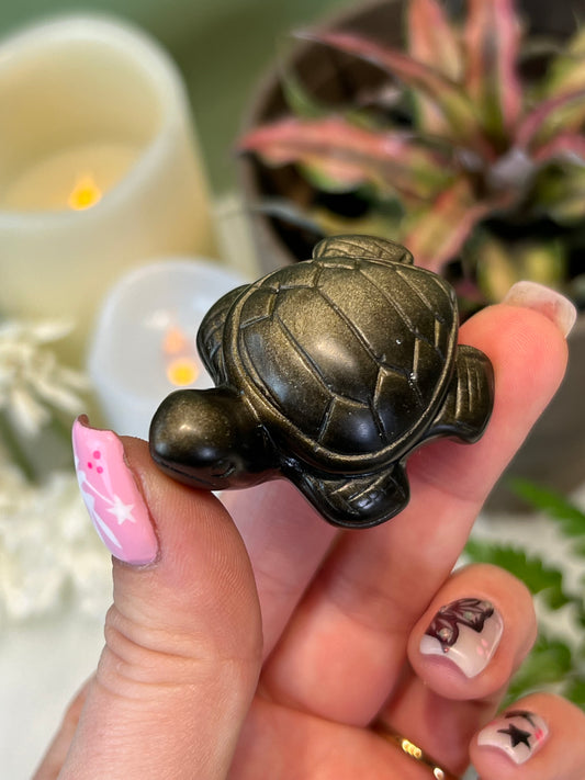 Gold Sheen Obsidian Sea Turtle