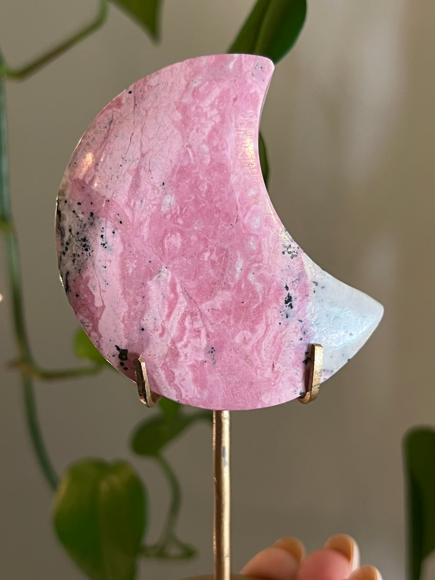 Peruvian Rhodonite Moon Stand - B