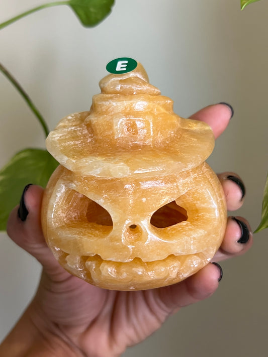 Orange Calcite Large Jack-O-Lantern - E