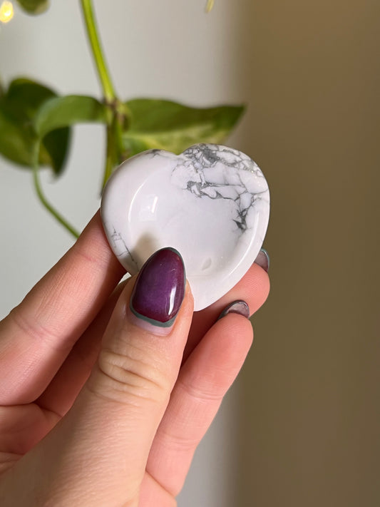 White Howlite Heart Worry Stone