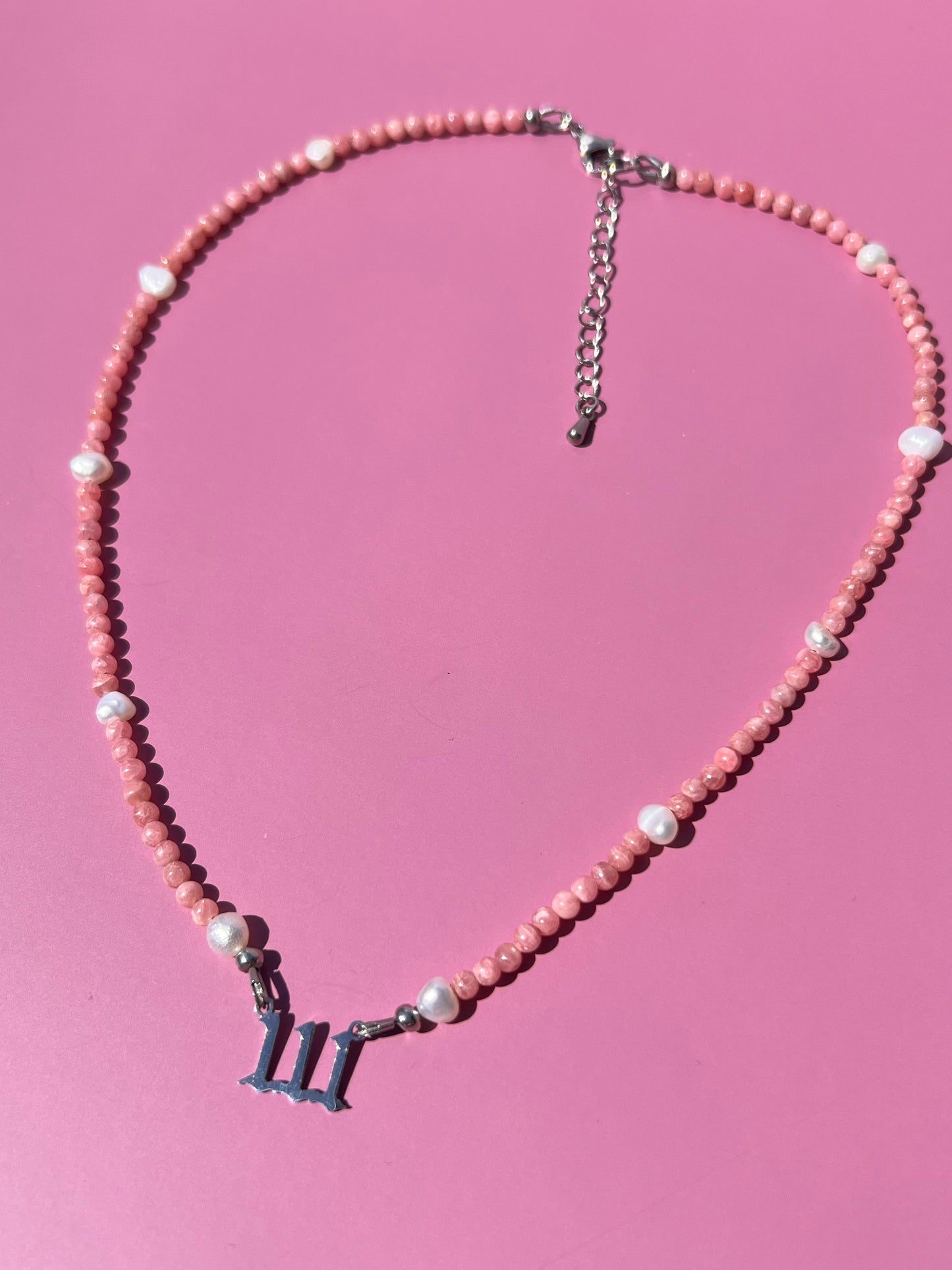 Rhodochrosite + Pearl 111 Numerology Necklace🪽