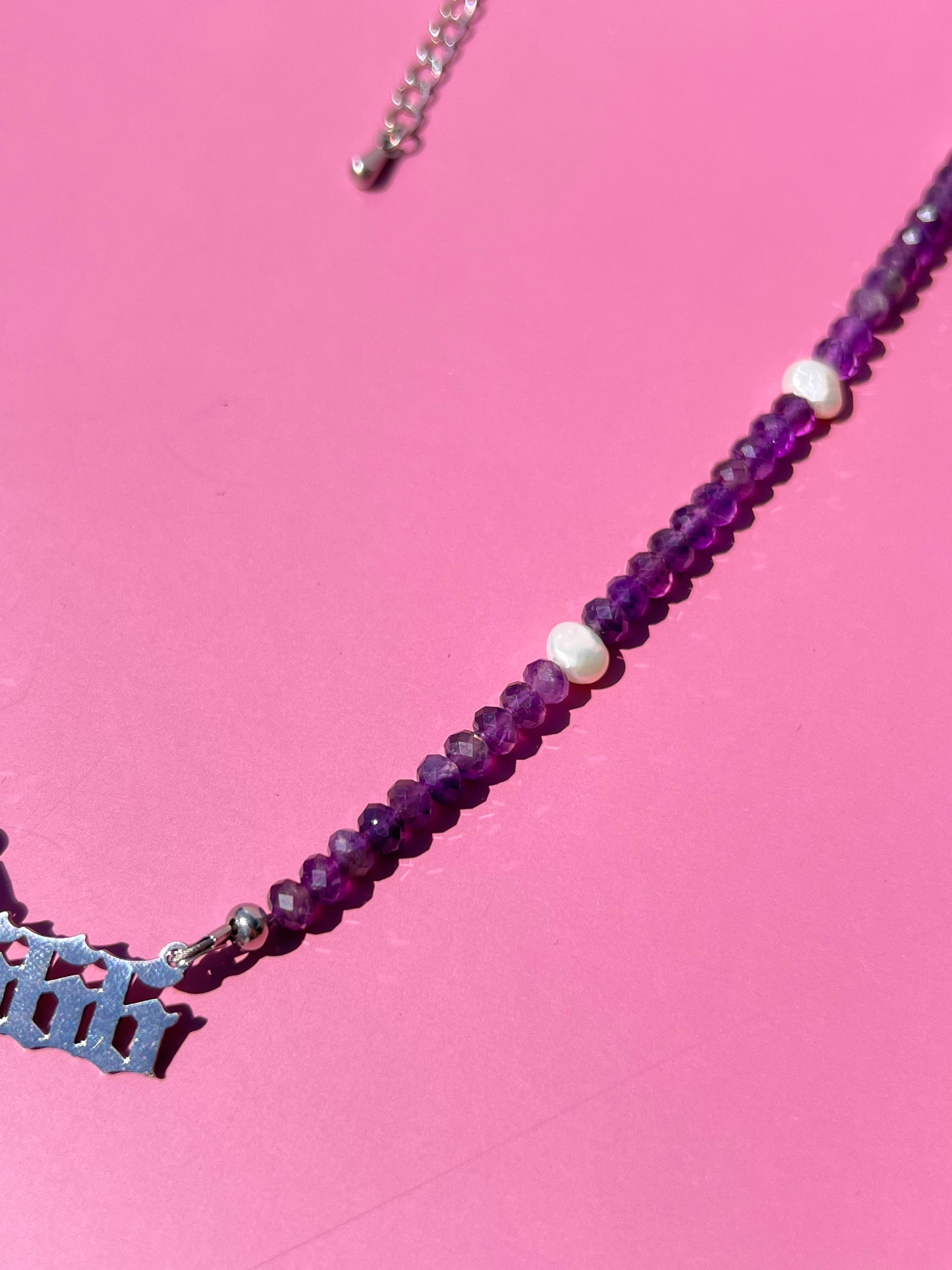 Amethyst + Pearl 666 Numerology Necklace🪽