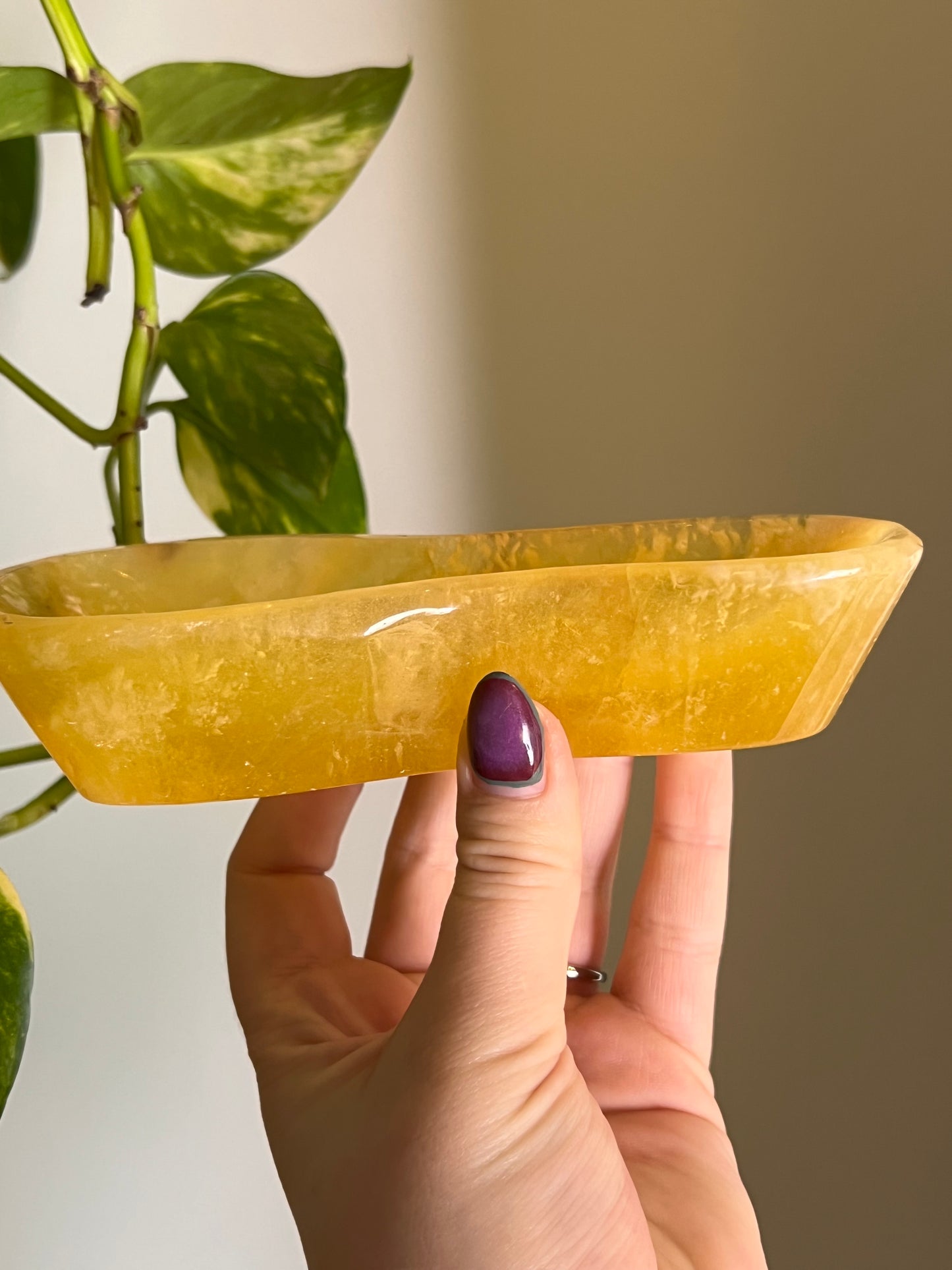 Vibrant Yellow Fluorite Wavy Bowl
