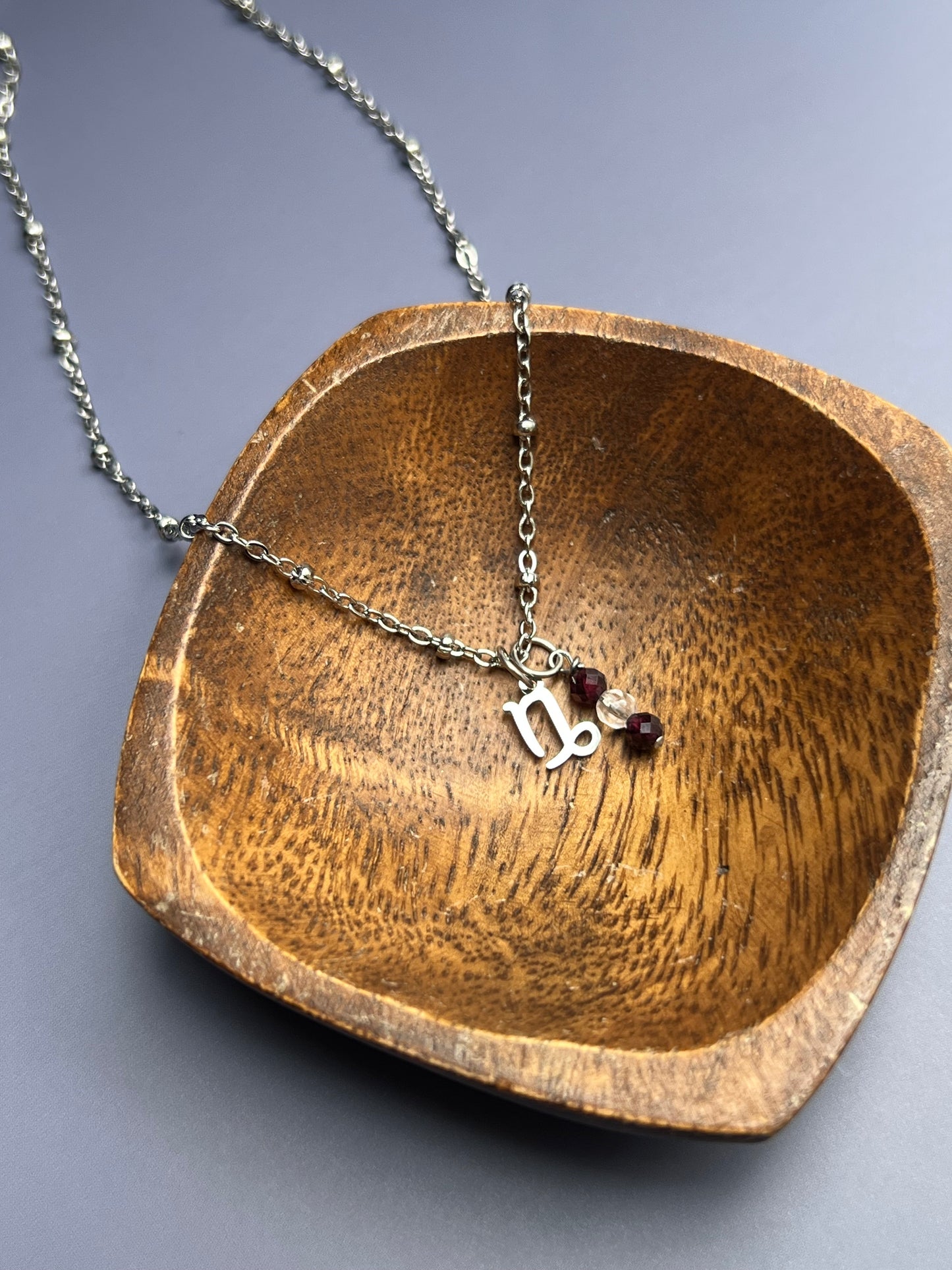 Capricorn - Zodiac Sign Gemstone Silver Necklace