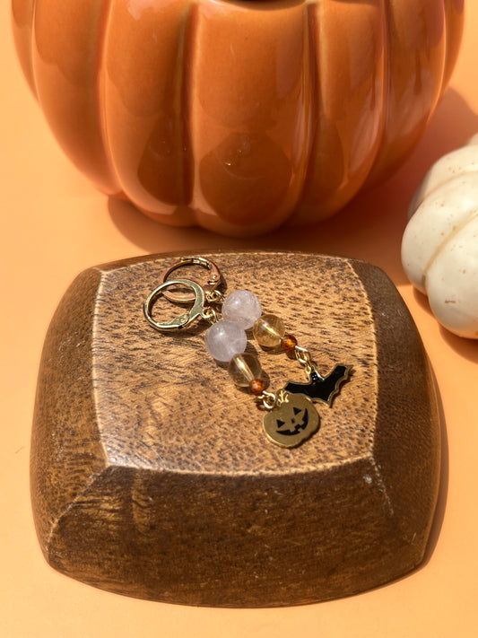 Summerween Gold Dangle Earrings 🦇🎃