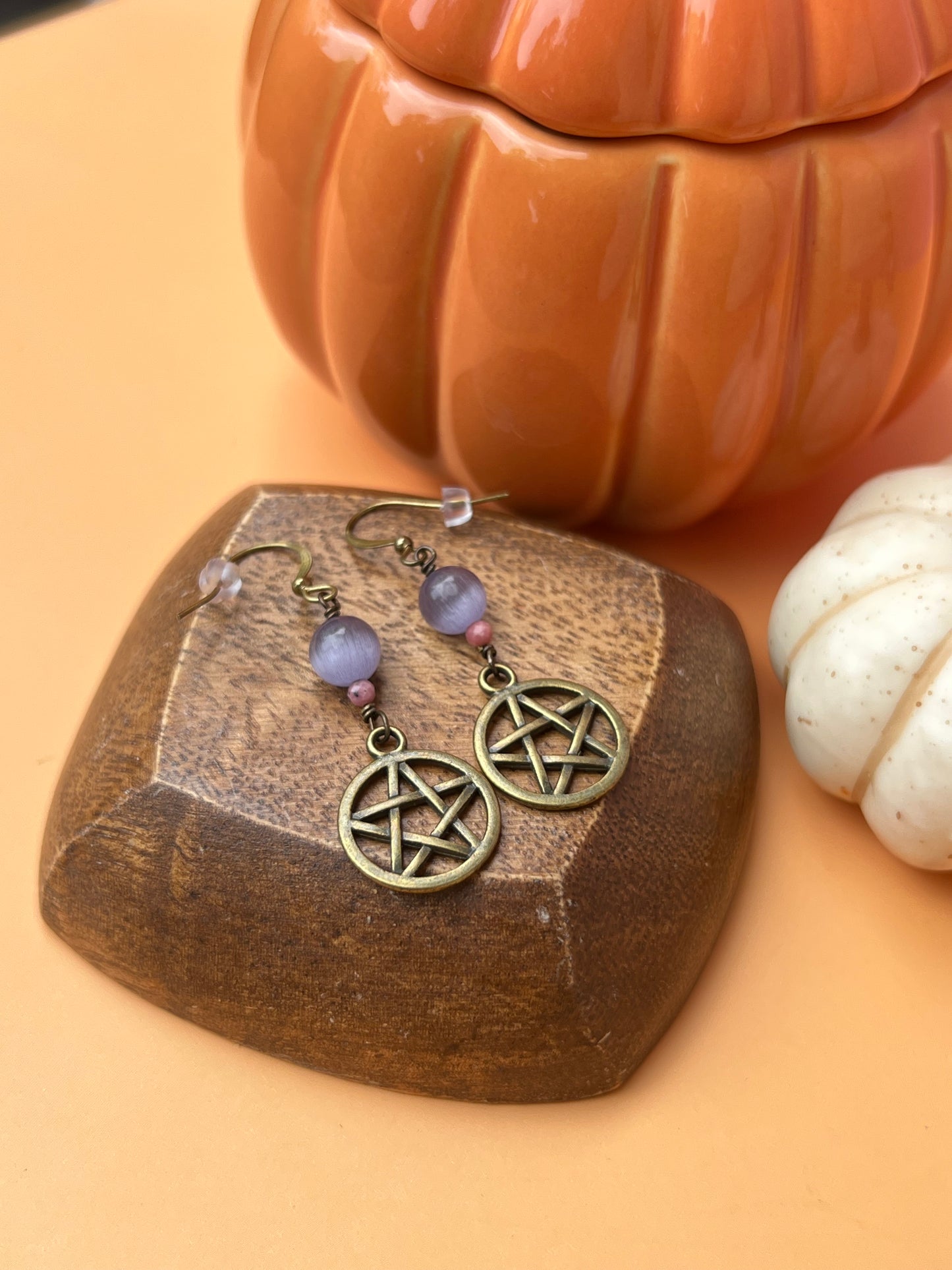 Lavender Pentacle of Life Earrings