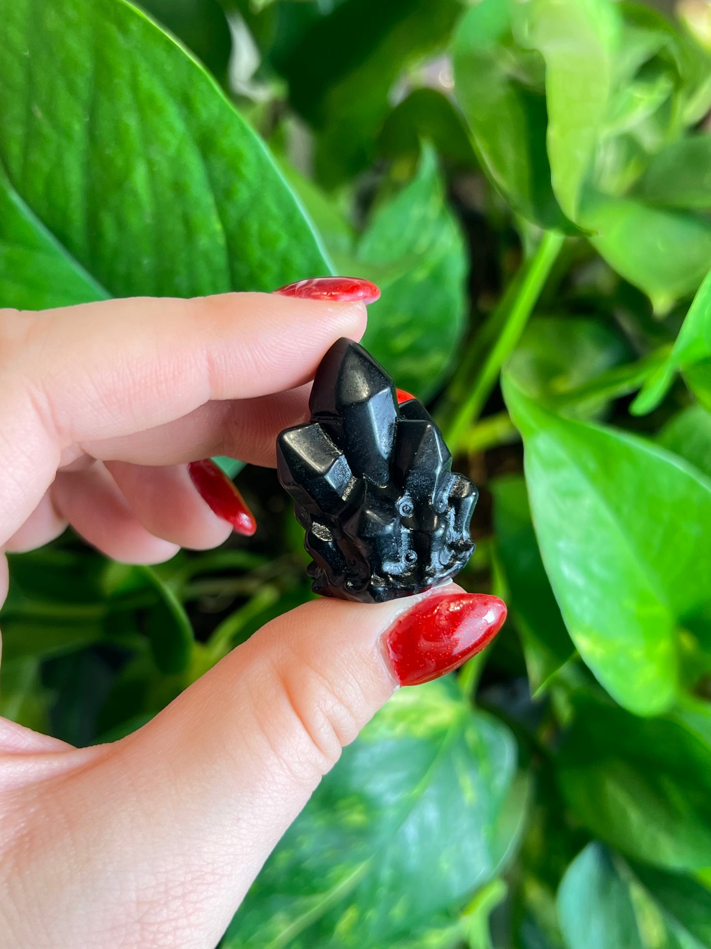 Black Obsidian Cluster Carving