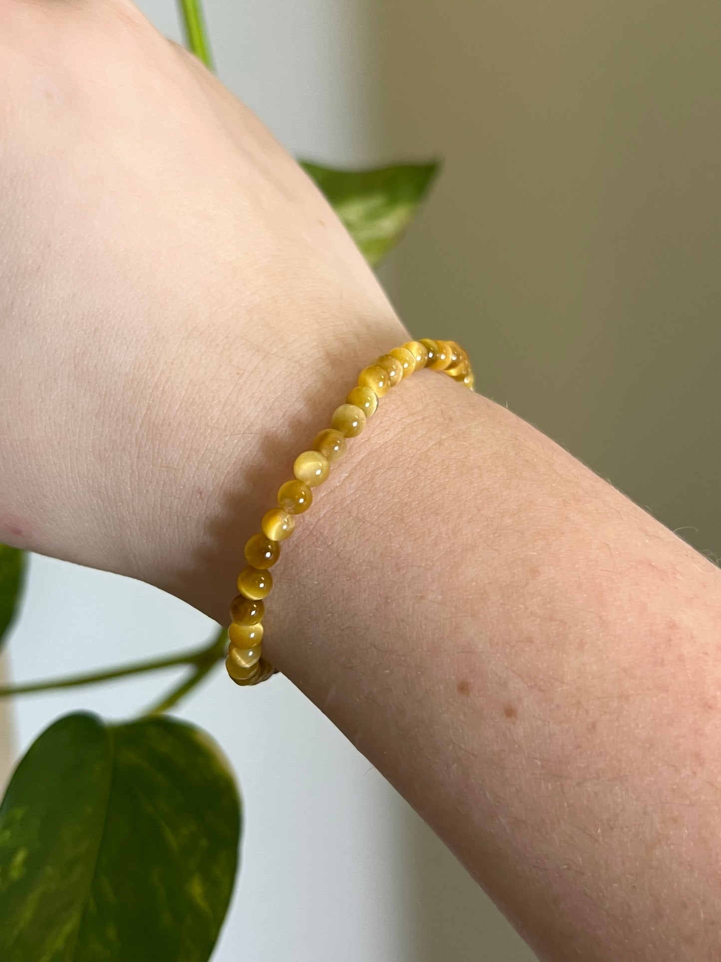 4mm Yellow Tigers Eye Bracelet