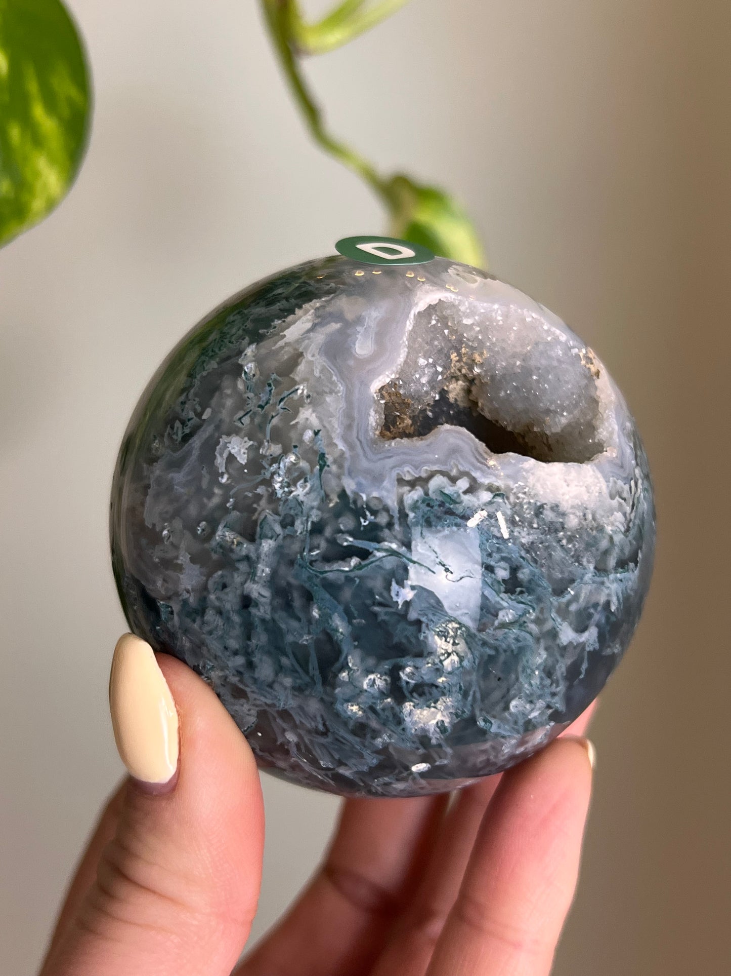 Moss Agate Druzy Sphere - D