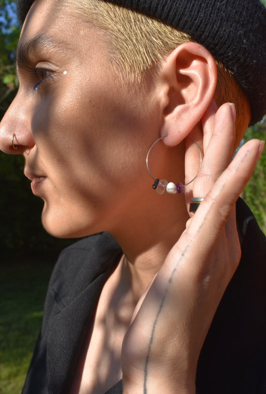 Pride Crystal Chip Hoops