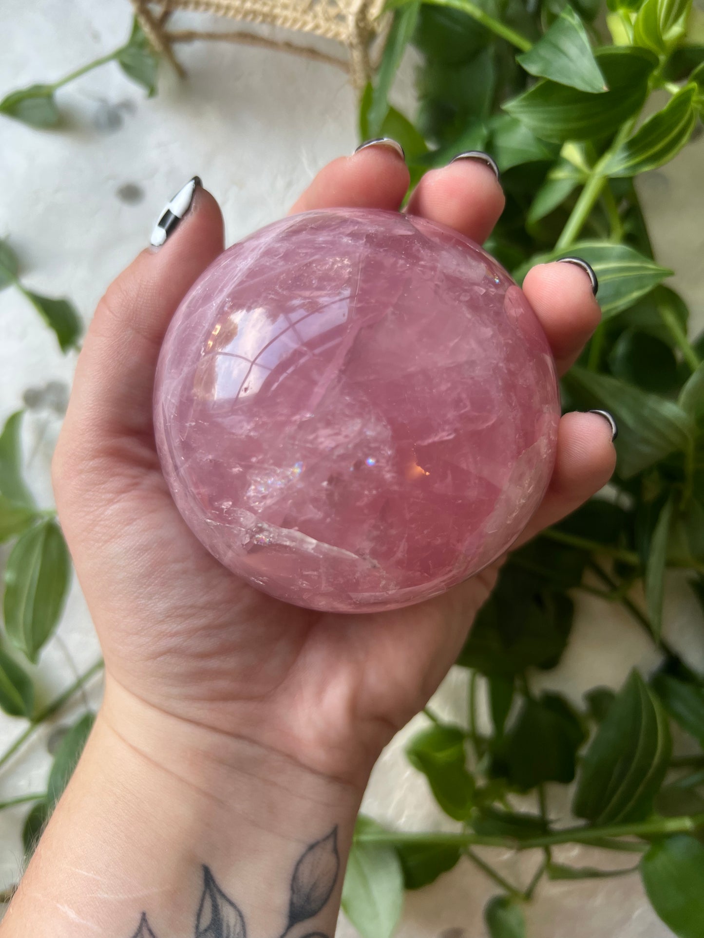 Dark Pink Rose Quartz Sphere Lg