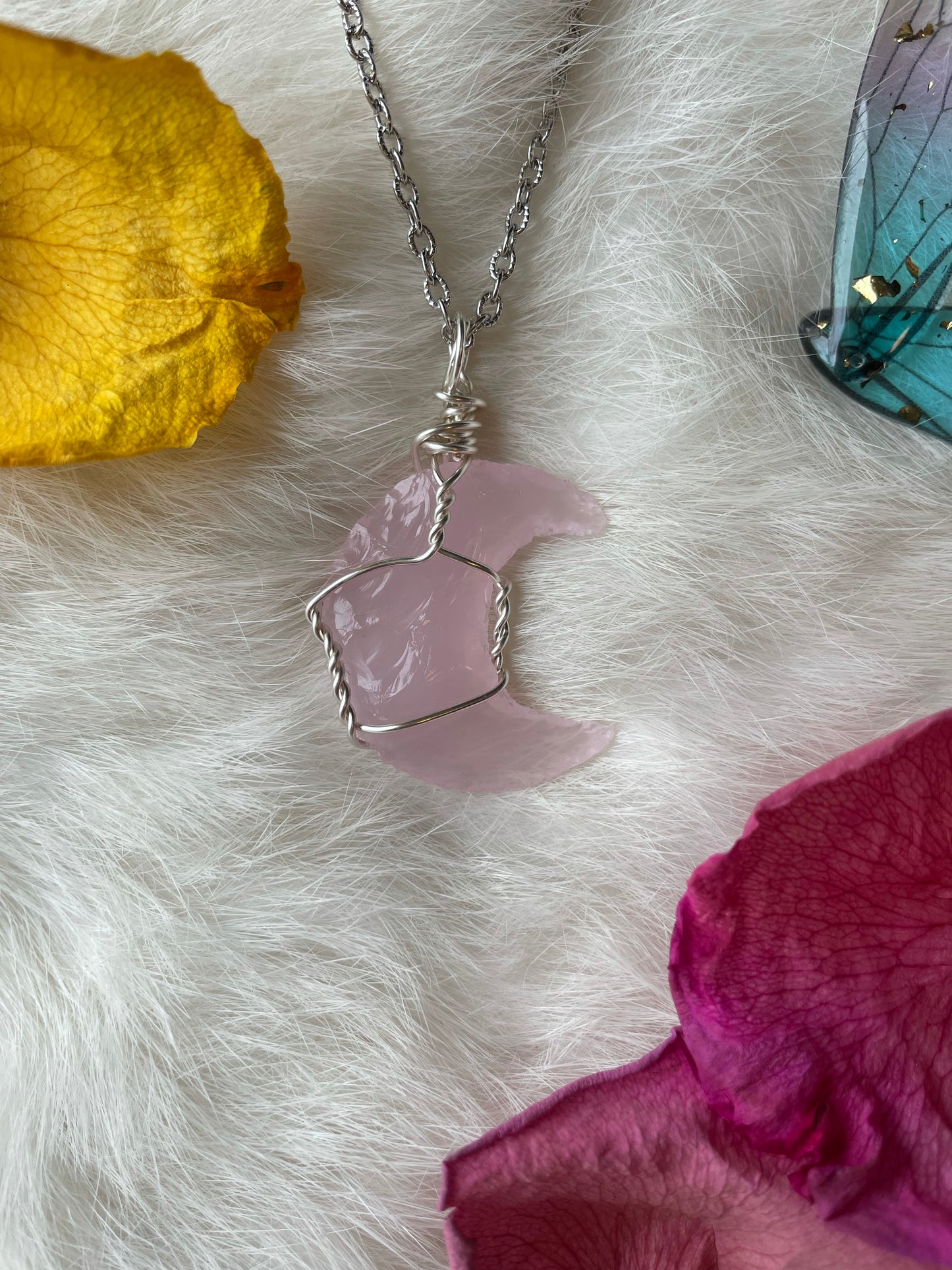 Rose Quartz Moon Necklace