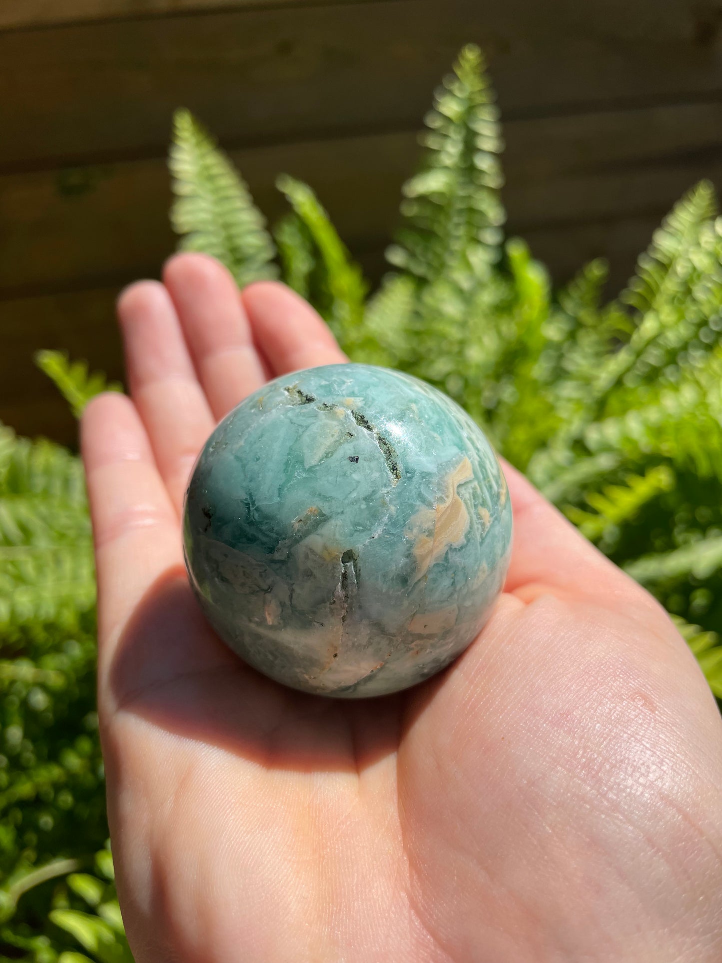 Opalized Sea Green Fluorite Sphere - Medium/Large